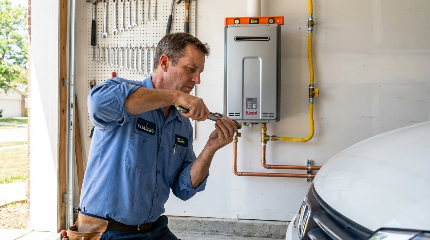 Tankless water heater installation by a Johns Plumbing LLC plumber in Azle